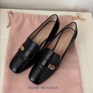 Stuart Weitzman Black Leather women’s slip on pumps